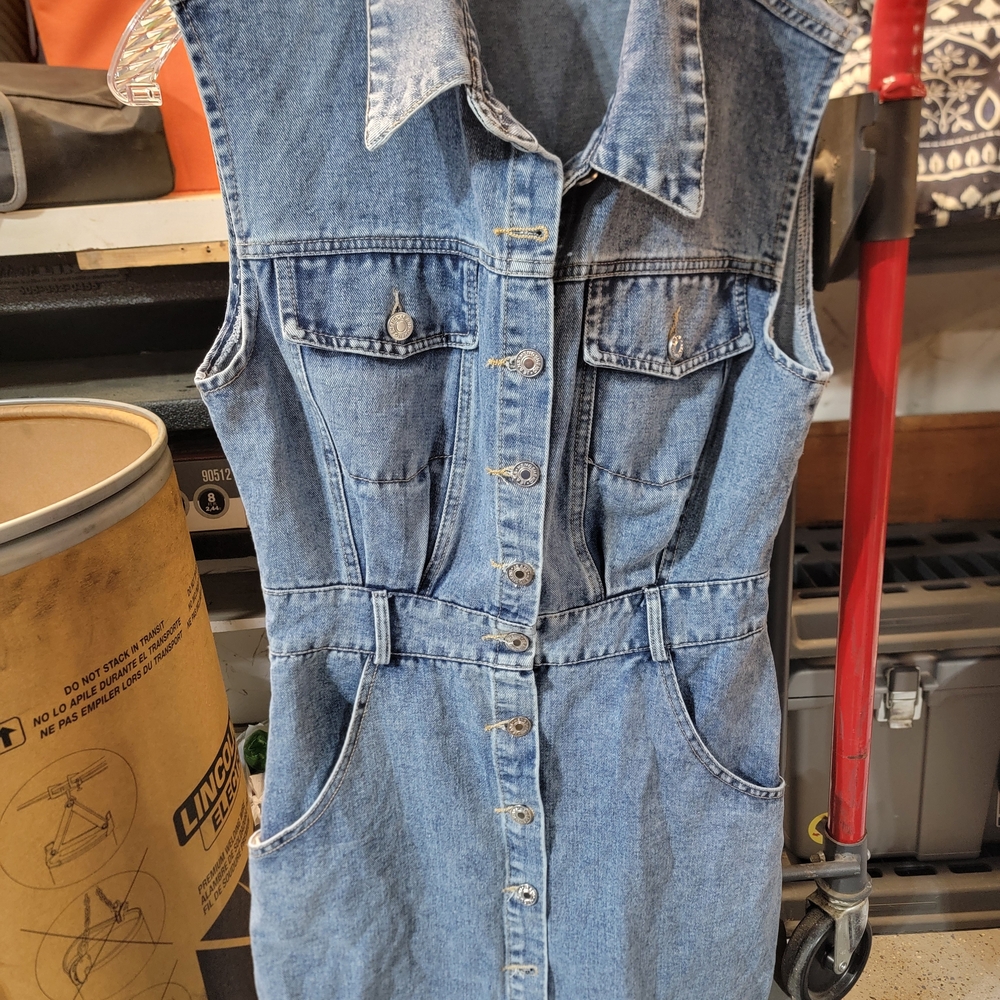 Hengsheng Womens Jean Button Up Dress With Pockets Size Medium